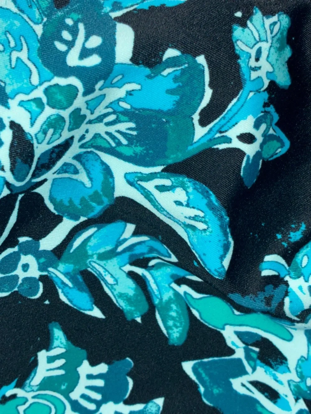 Coldwater Creek Tankini Swim Top Size 16 Black Teal Floral Ruffle Tiered
